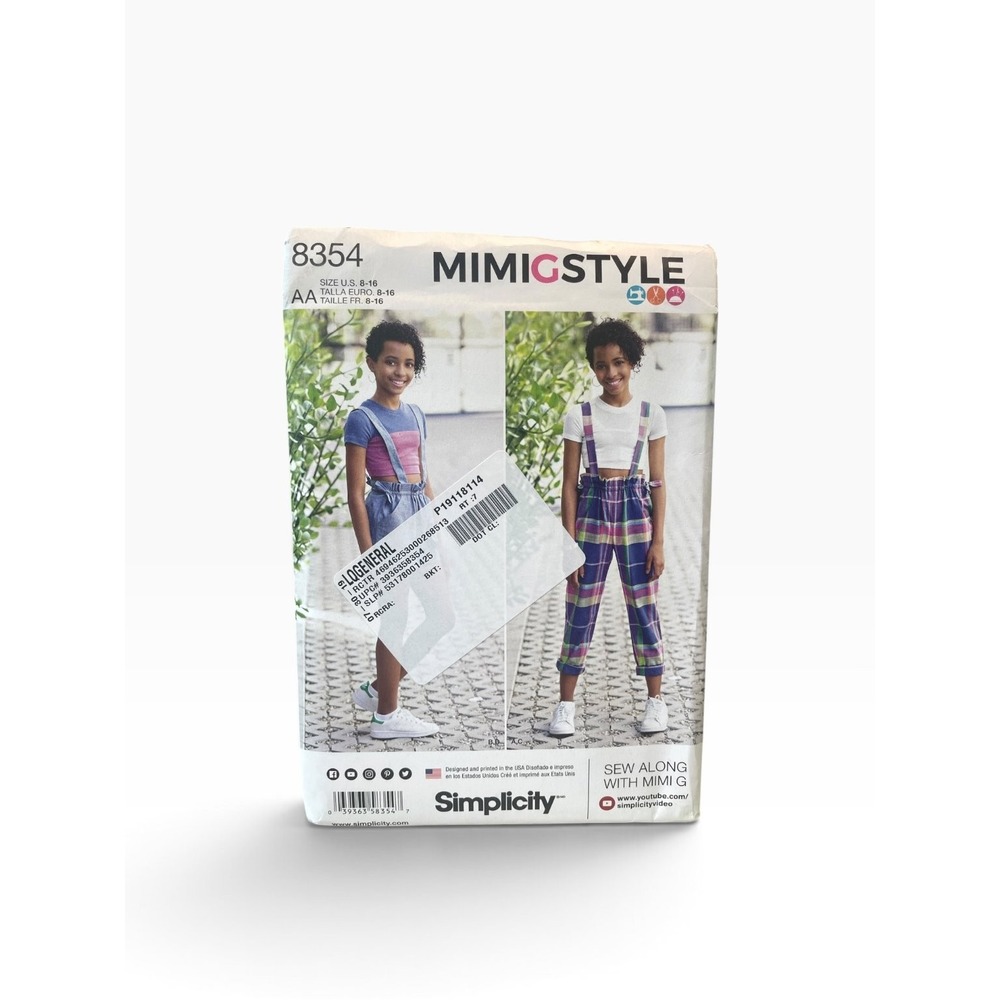 Simplicity 8354 MIMIGSTYLE Girls Cropped Tee Overalls Pants Shorts 8-16 Modern
